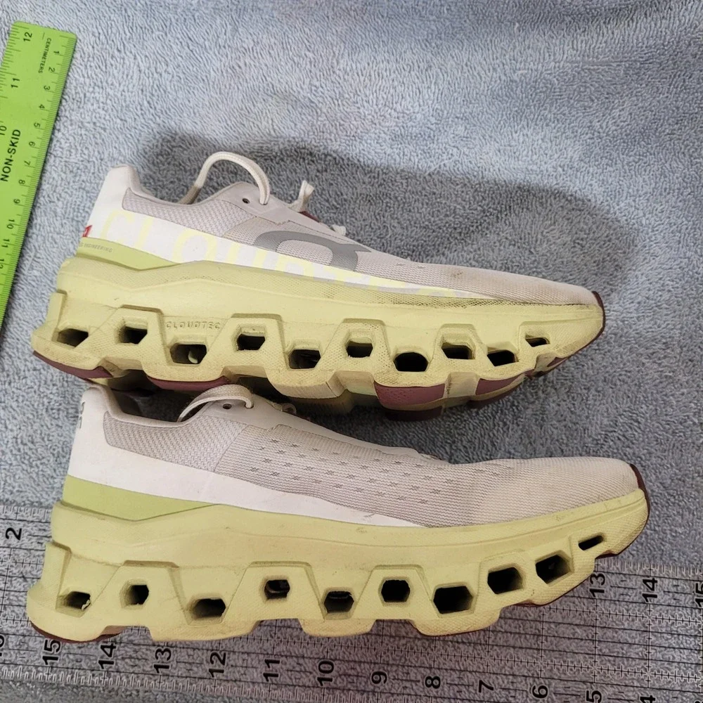 On Cloudmonster Womens 5.5 Running Shoes Sand Lime 61.97783